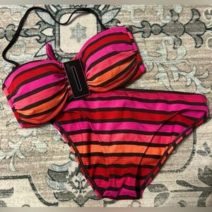 La Blanca 2 Piece Swimsuit Bikini Sz 6 Colorful Boho Resort Wear Bandeau Goddess